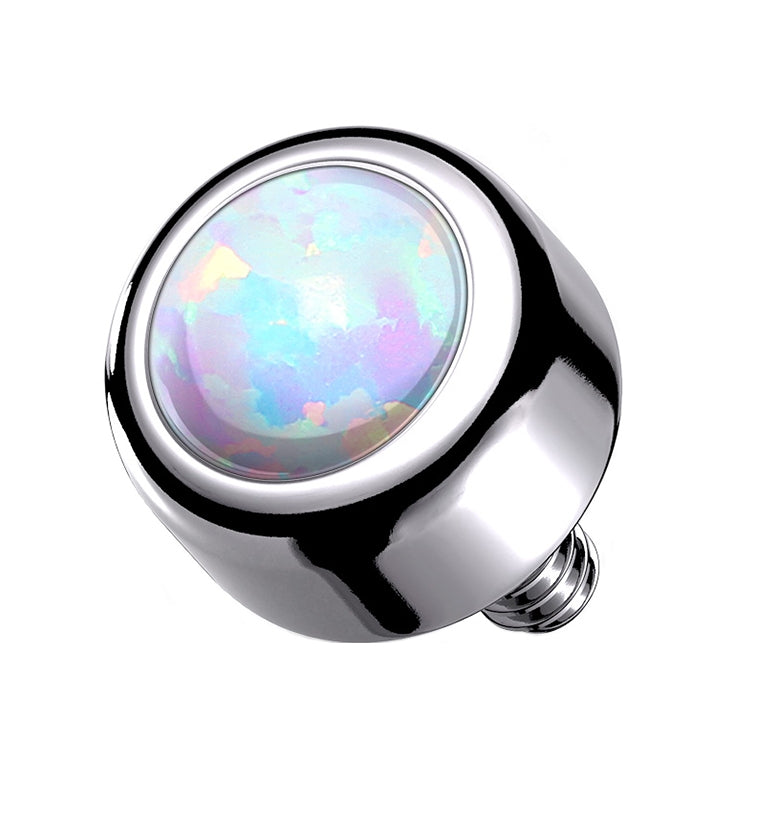 White Opalite Disk Titanium Threaded End