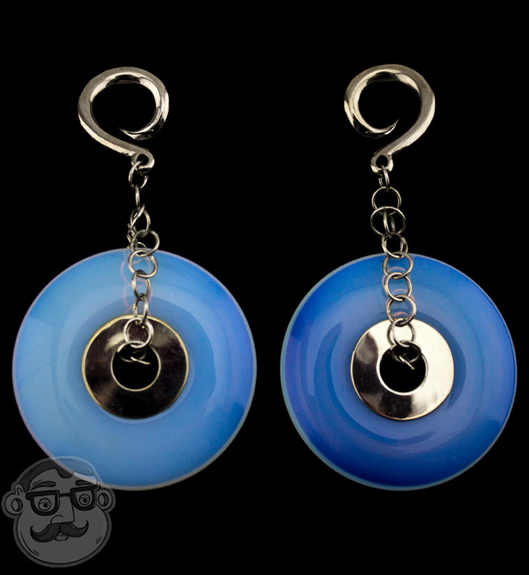 Opalote Glass Disk Brass Ear Weights