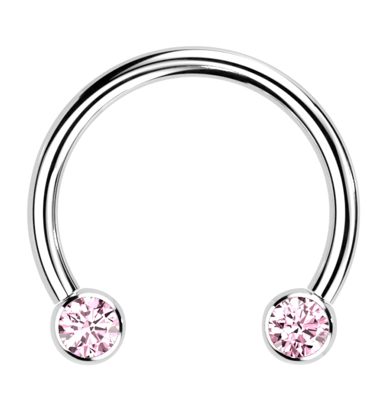 Pink CZ Threadless Titanium Circular Barbell