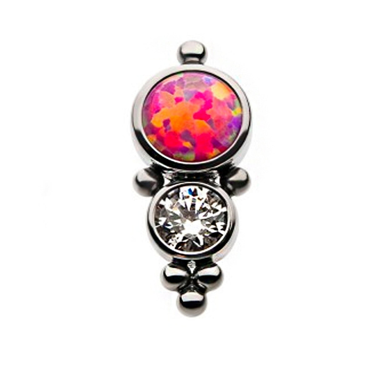 50/50 Pink Opalite & CZ Titanium Threadless Top