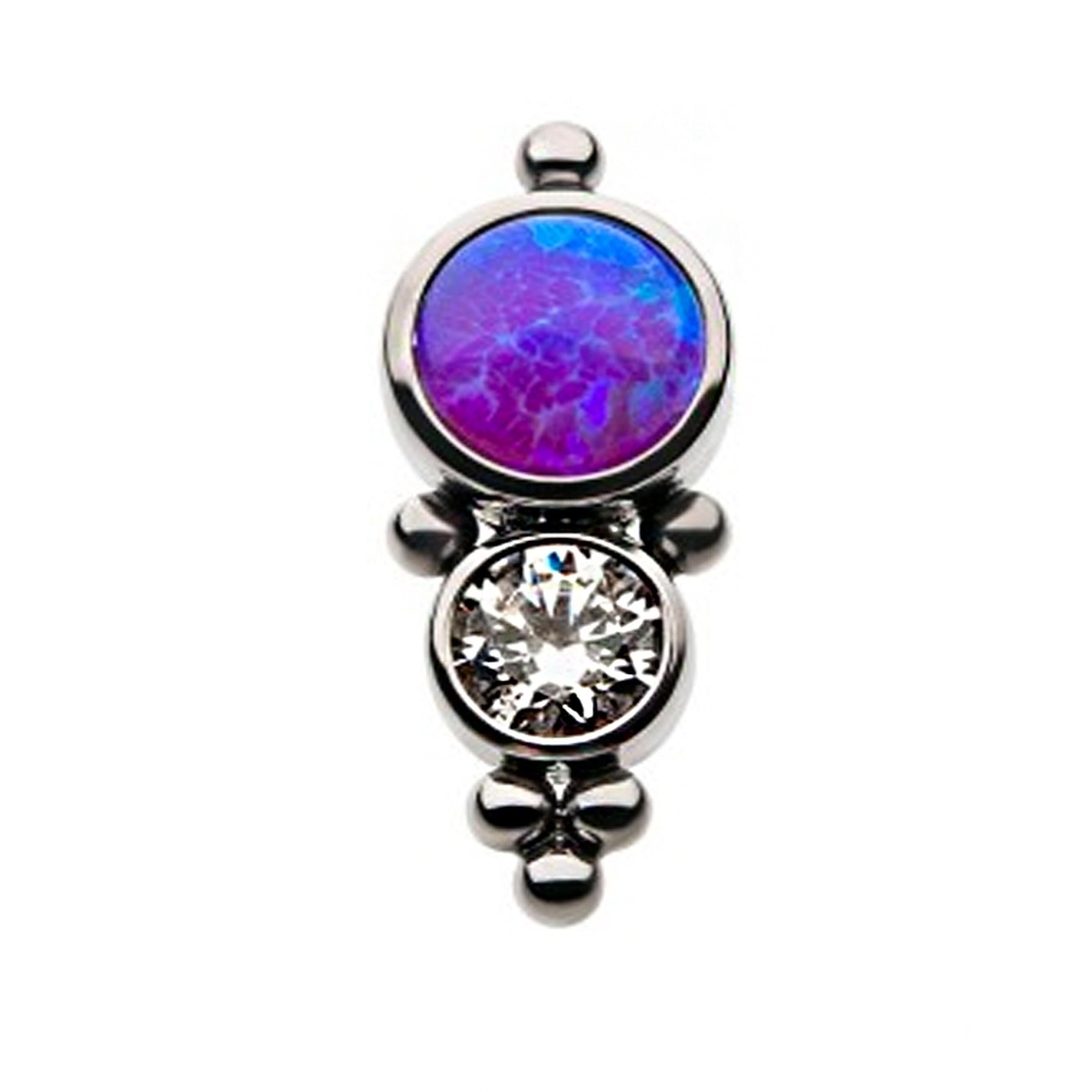 50/50 Purple Opalite & CZ Titanium Threadless Top