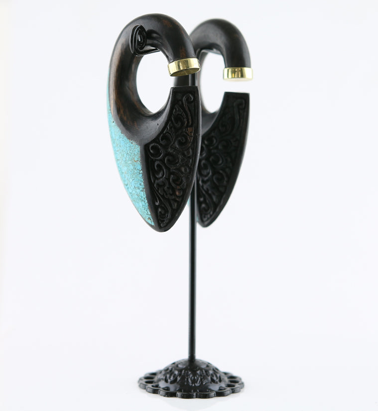 Quill Howlite Turquoise Wooden Ear Weights