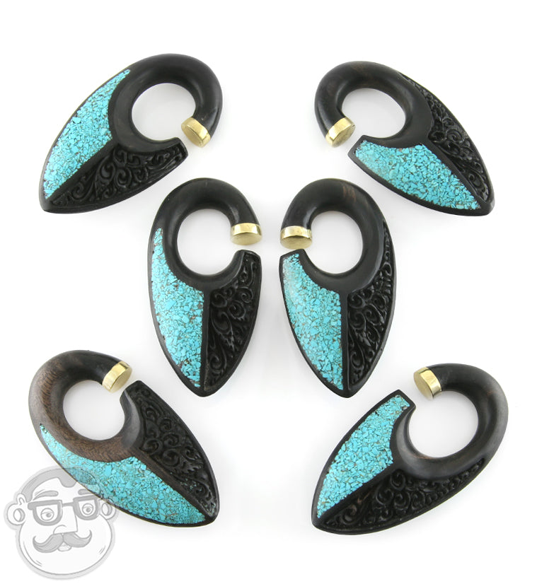 Quill Howlite Turquoise Wooden Ear Weights