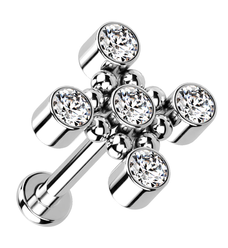 Quincunx CZ Titanium Internally Threaded Labret