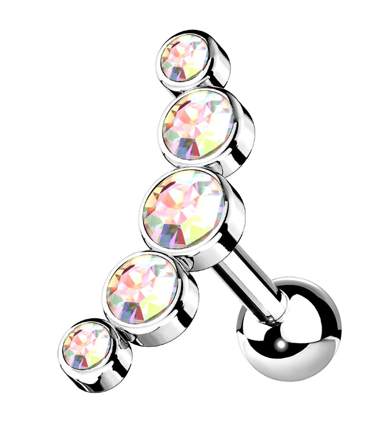 16G Rainbow Aurora Arc Gem Cartilage Barbell