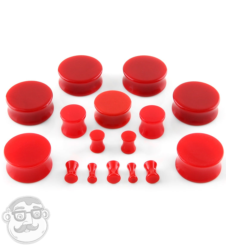 Red Double Flare Solid Plugs