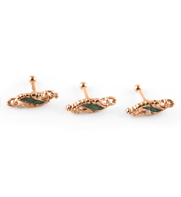 Rose Gold PVD Lattice Shell Cartilage Barbell
