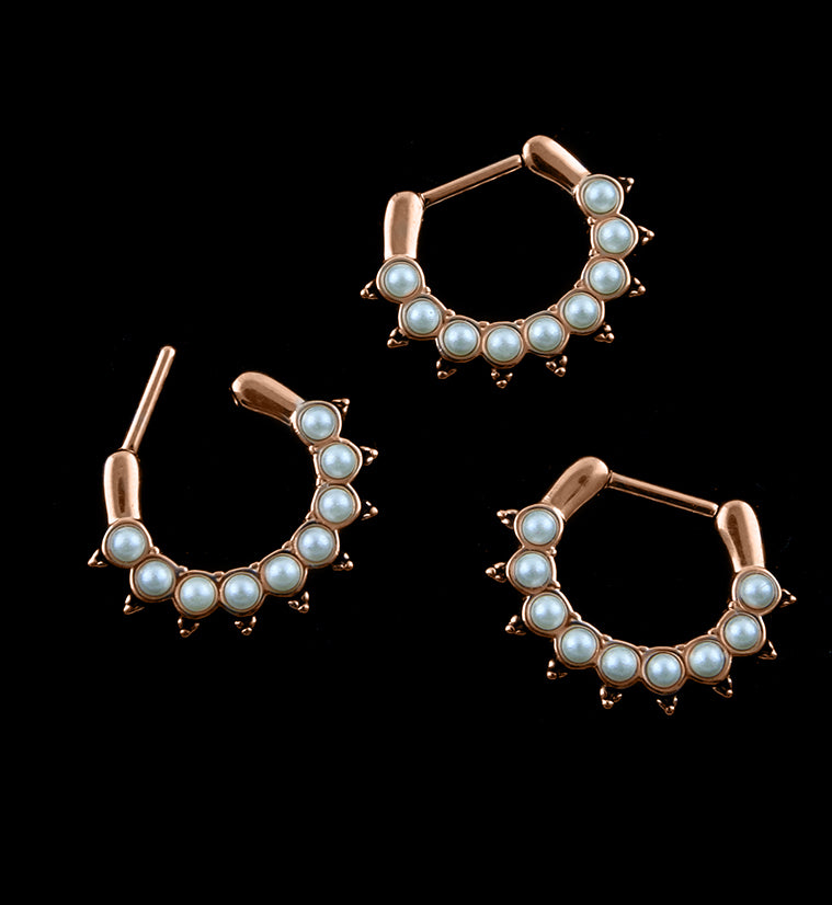 16G Pin Pearl Rose Gold PVD Septum Clicker