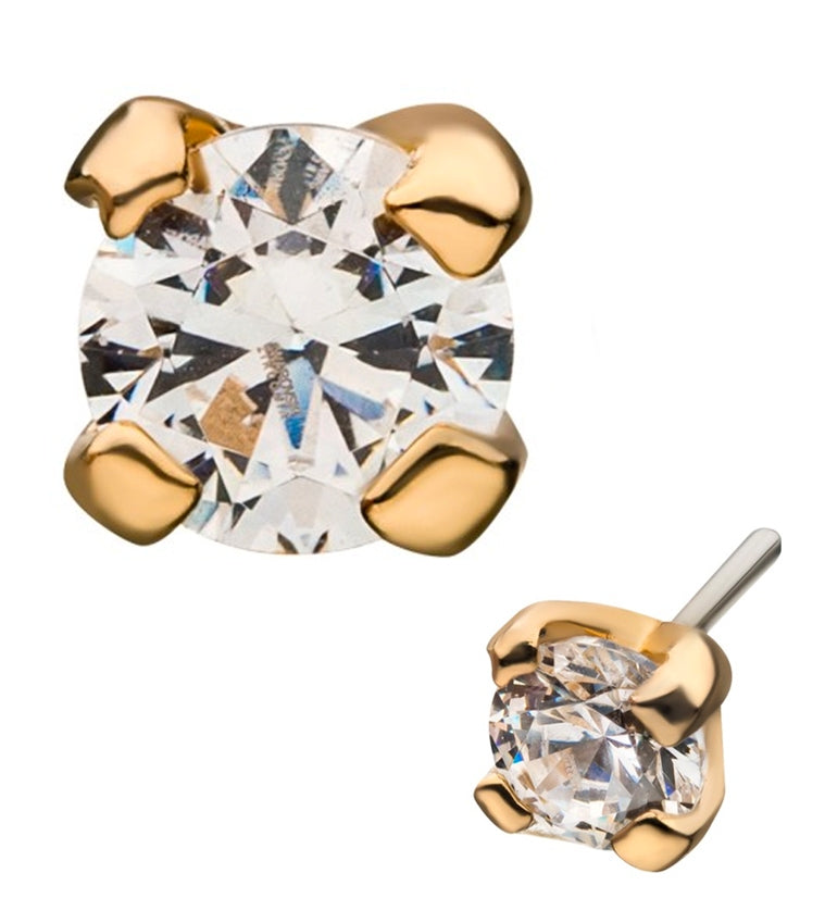 14kt Gold CZ Prong Threadless Top