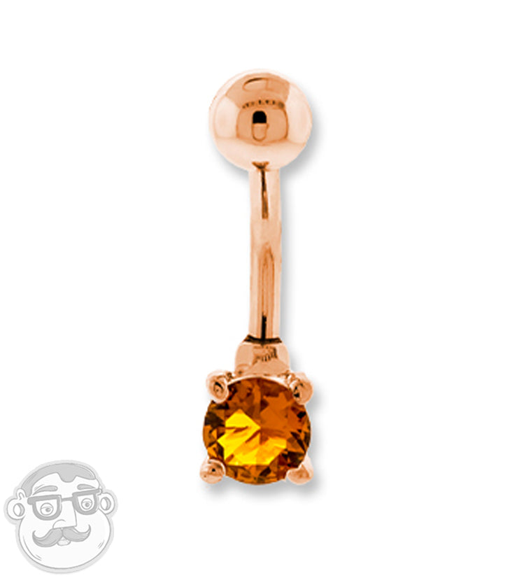 Topaz Swarovski CZ PVD Rose Gold Bely Button Ring