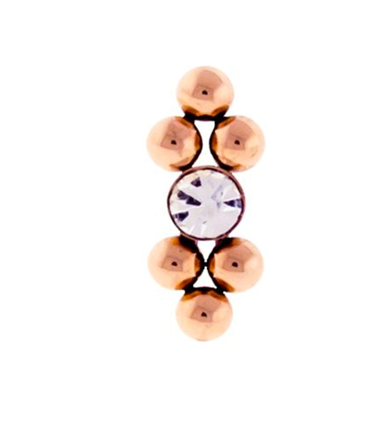 14G Rose Gold Triple Bead Center CZ Threaded End