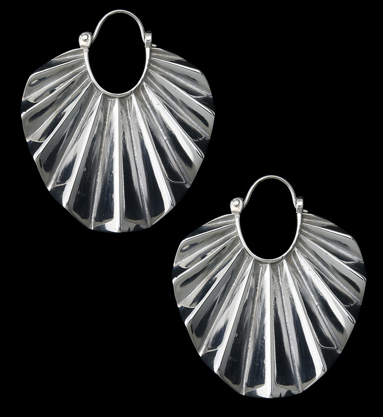 Round Rays White Brass Hangers - Earrings