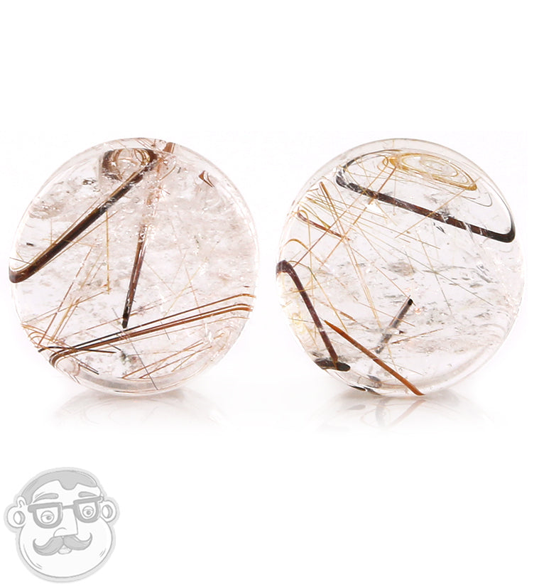 Rutilated Quartz Stone Plugs 5/8" (16mm)