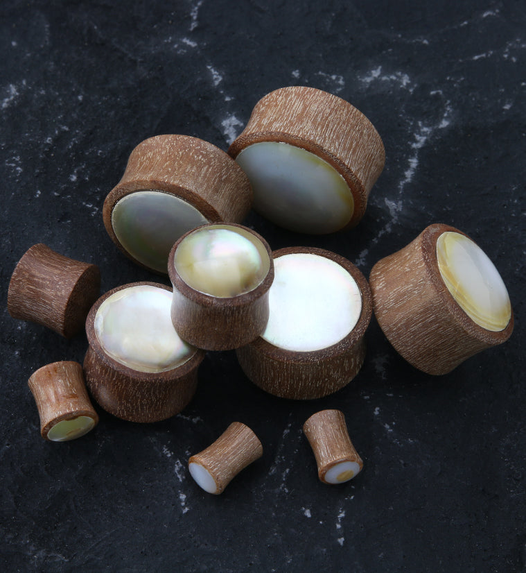 Saba Wood Pearl Shell Inlay Plugs
