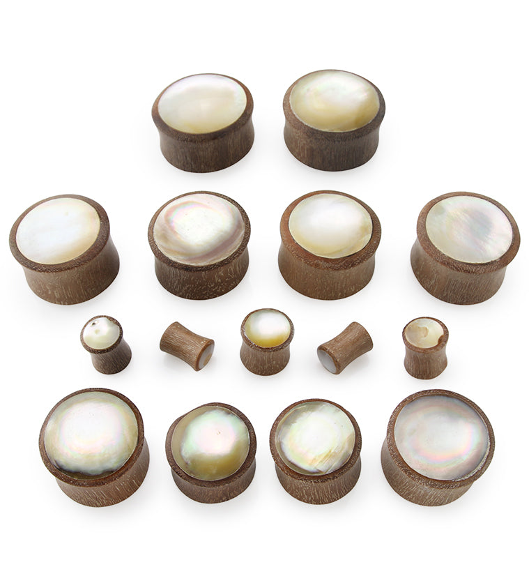 Saba Wood Pearl Shell Inlay Plugs