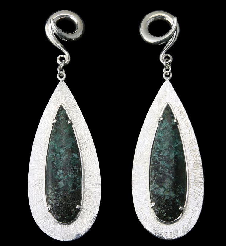 Score Chrysocolla Stone White Brass Ear Weights
