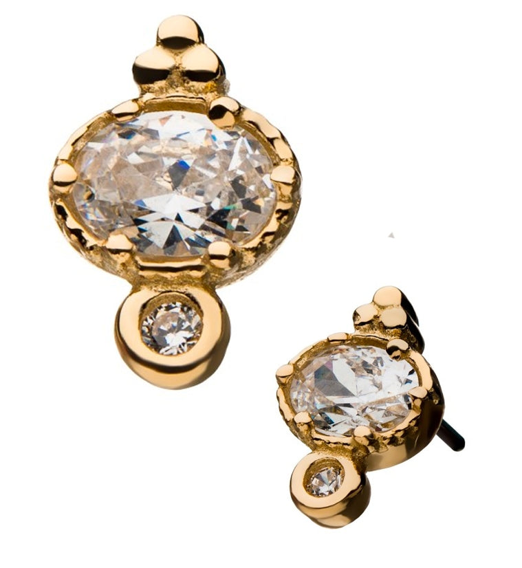 14kt Gold Seer CZ Threadless Top by Urban Body Jewelry