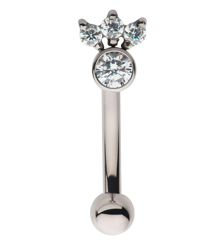Sepal CZ Internally Threaded Titanium Curved Barbell