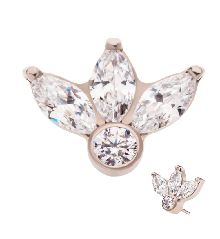 Sepal CZ Threadless Titanium Top