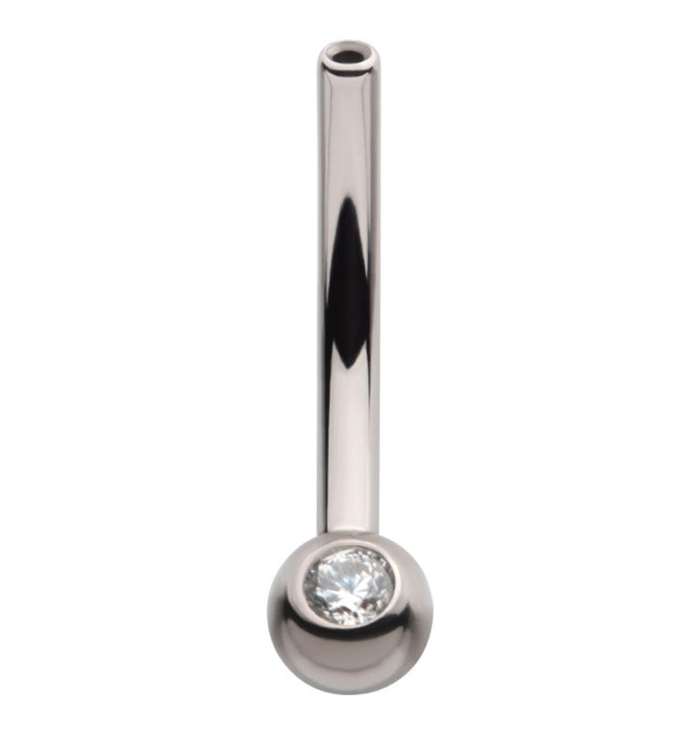 Single CZ Gem Titanium Curved Threadless Barbell