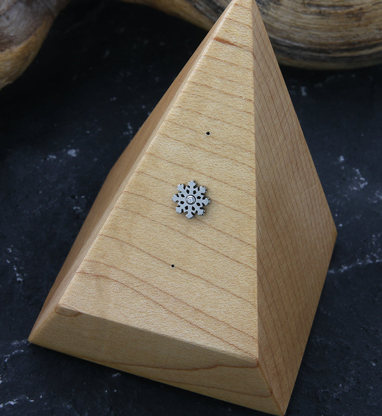 Snowflake Clear CZ Threadless Titanium Top