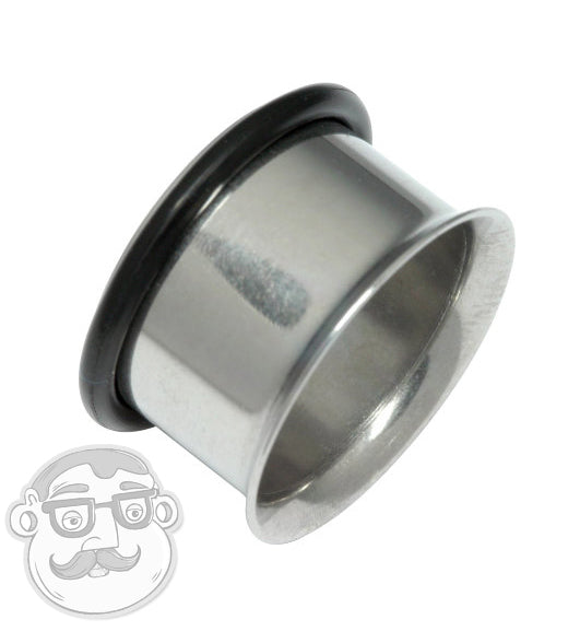 Stainless Steel Tunnels - Single Flare, angled view showing the flare and O-ring
