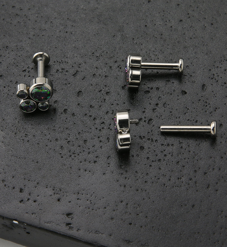 Tetrad Black Aurora CZ Titanium Labret