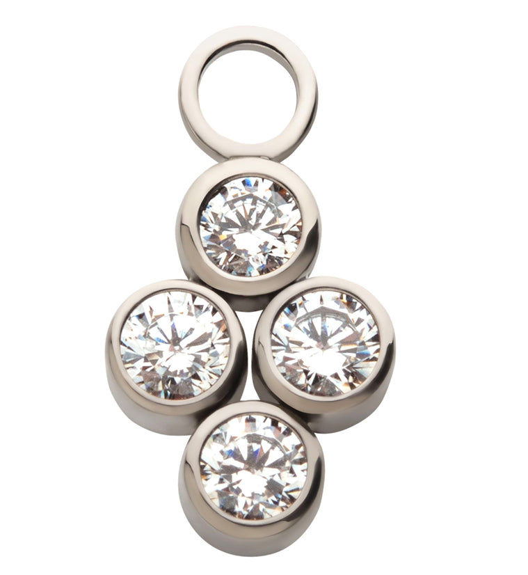 Tetrad Clear CZ Titanium Charm