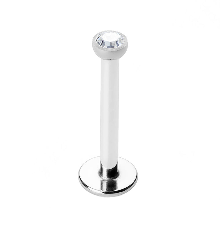 Clear CZ Titanium Internally Threaded Flat Back Post