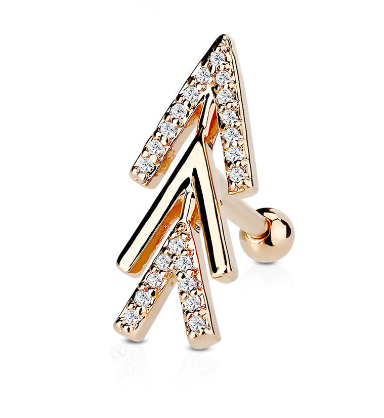 16G Rose Gold PVD Triple Arrow Cartilage Barbell