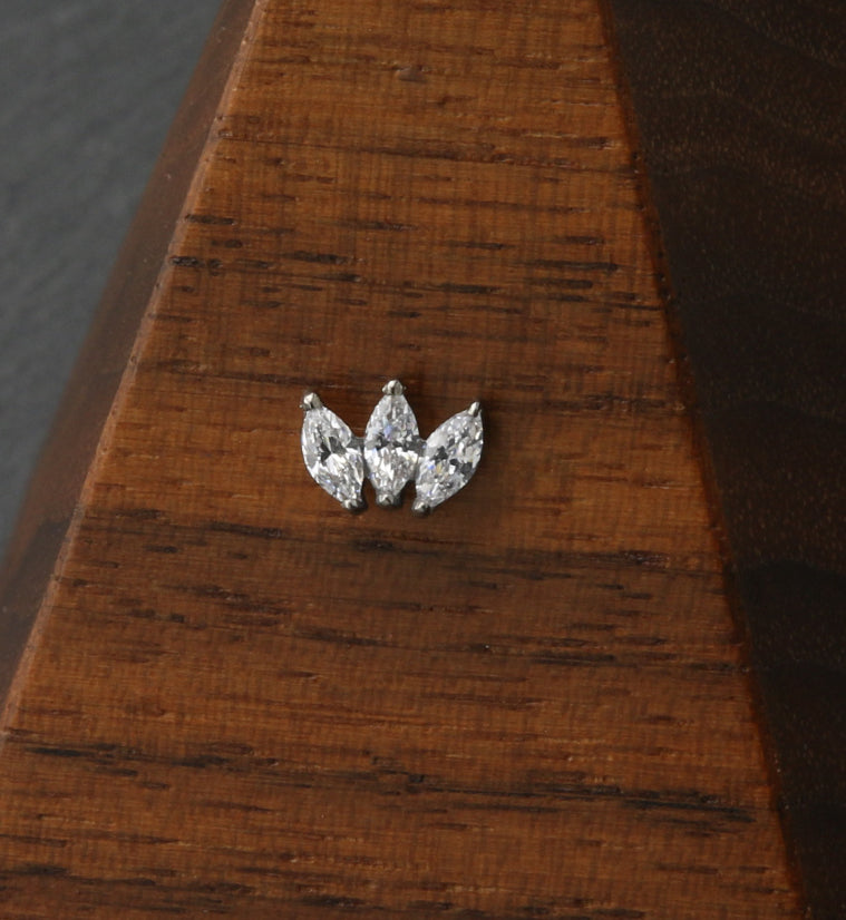 Triple Empress CZ Threadless Titanium Top