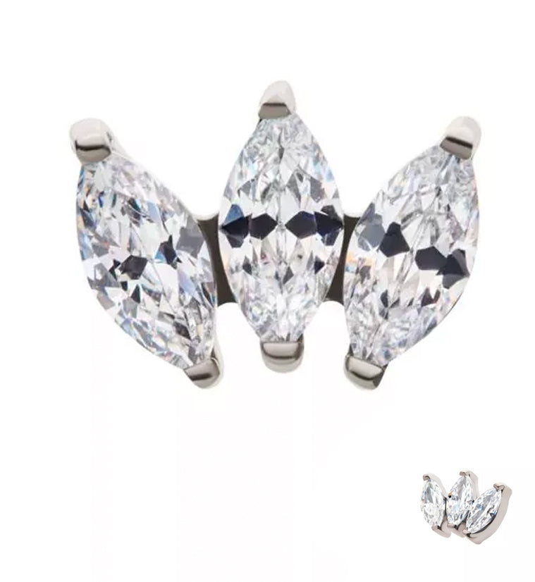 Triple Empress CZ Threadless Titanium Top by Urban Body Jewelry