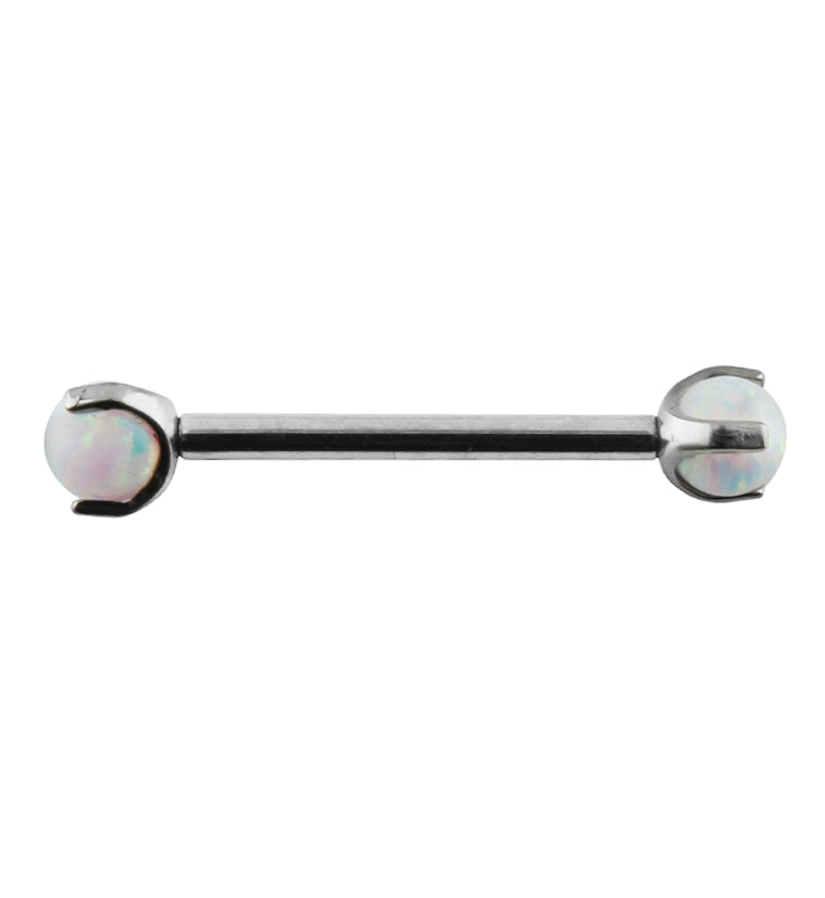 White Opalite Claw Titanium Barbell