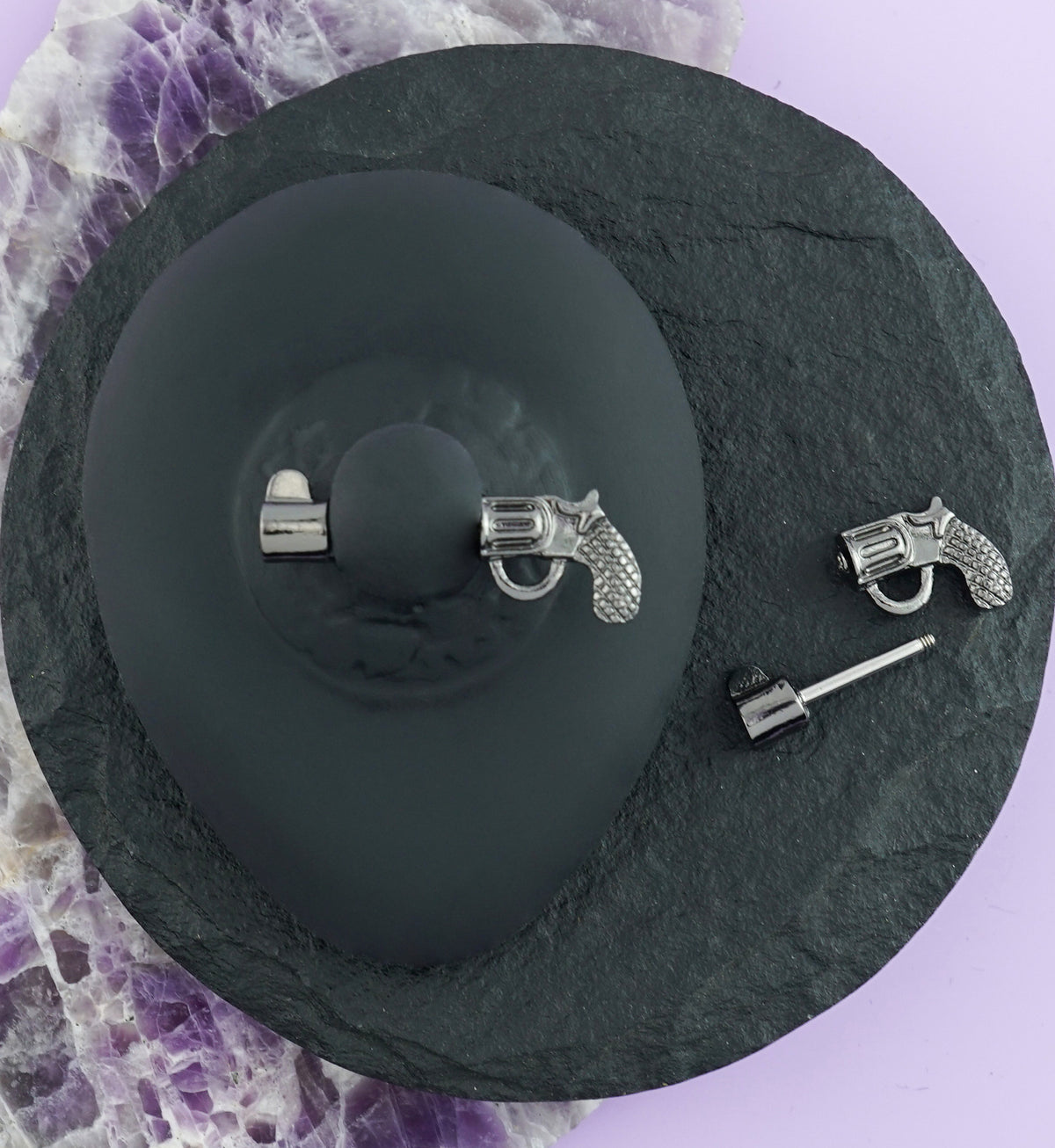 14G Black PVD Revolver Nipple Ring