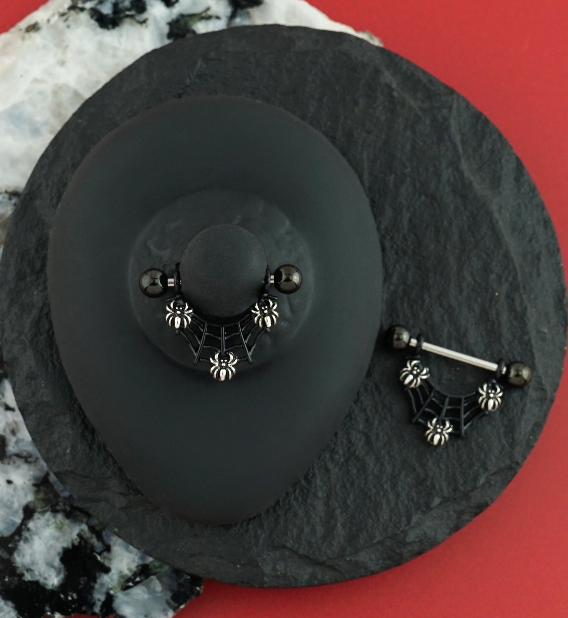 14G Black Spider's Web Nipple Shield