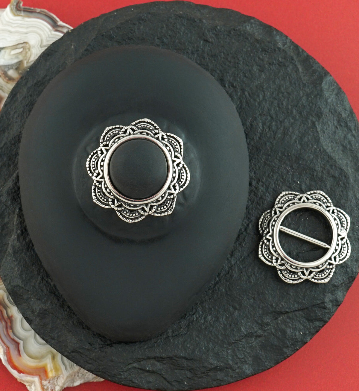 14G Mandala Stainless Steel Nipple Clicker Ring