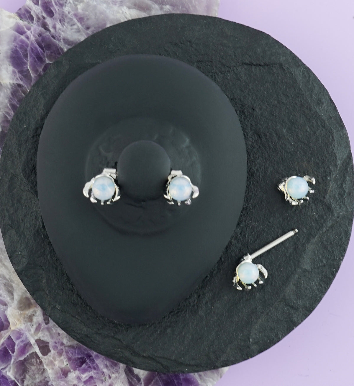 14G Opalite Claw Nipple Rings Barbell