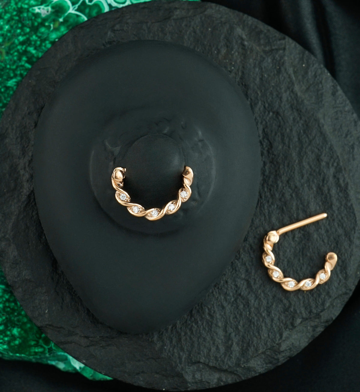 14G Rose Gold PVD Helix CZ Nipple Clicker