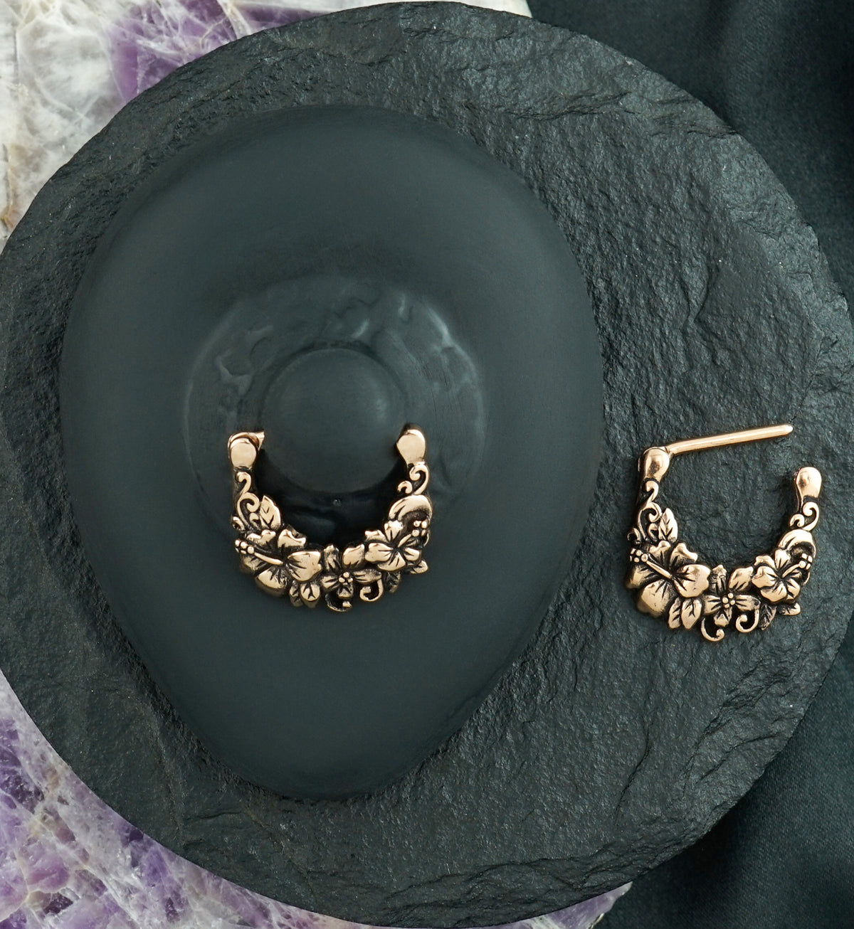 14G Rose Gold PVD Hibiscus Nipple Clicker