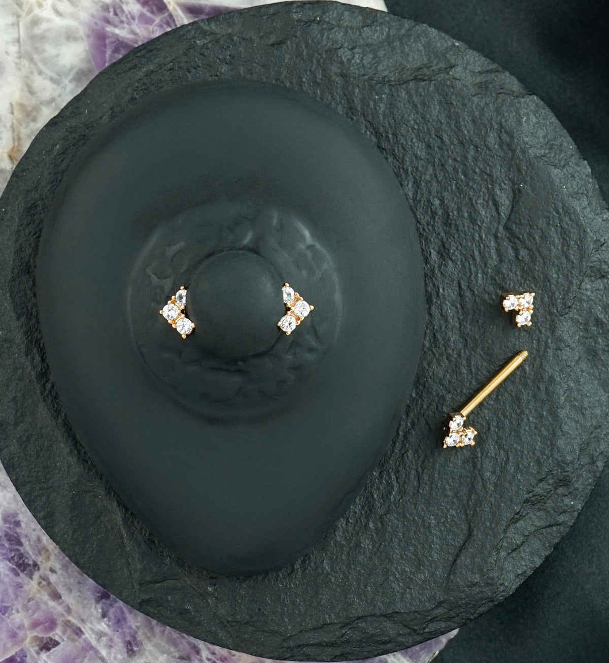 14G Rose Gold PVD Quill Nipple Ring Barbell