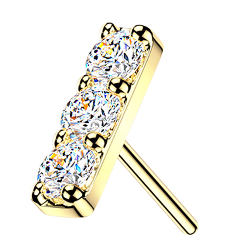 14kt Gold Bar Lab Grown Diamond Threadless Top