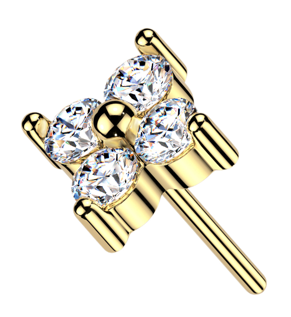 14kt Gold Blossom Lab Grown Diamond Threadless Top by Urban Body Jewelry