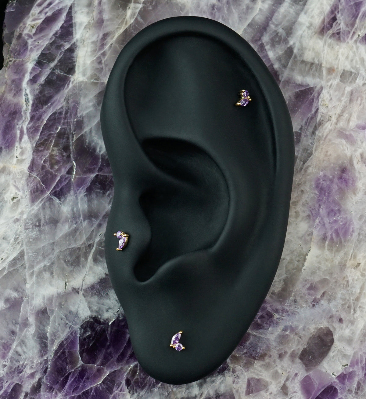 14kt Gold Budding Amethyst CZ Threadless Top