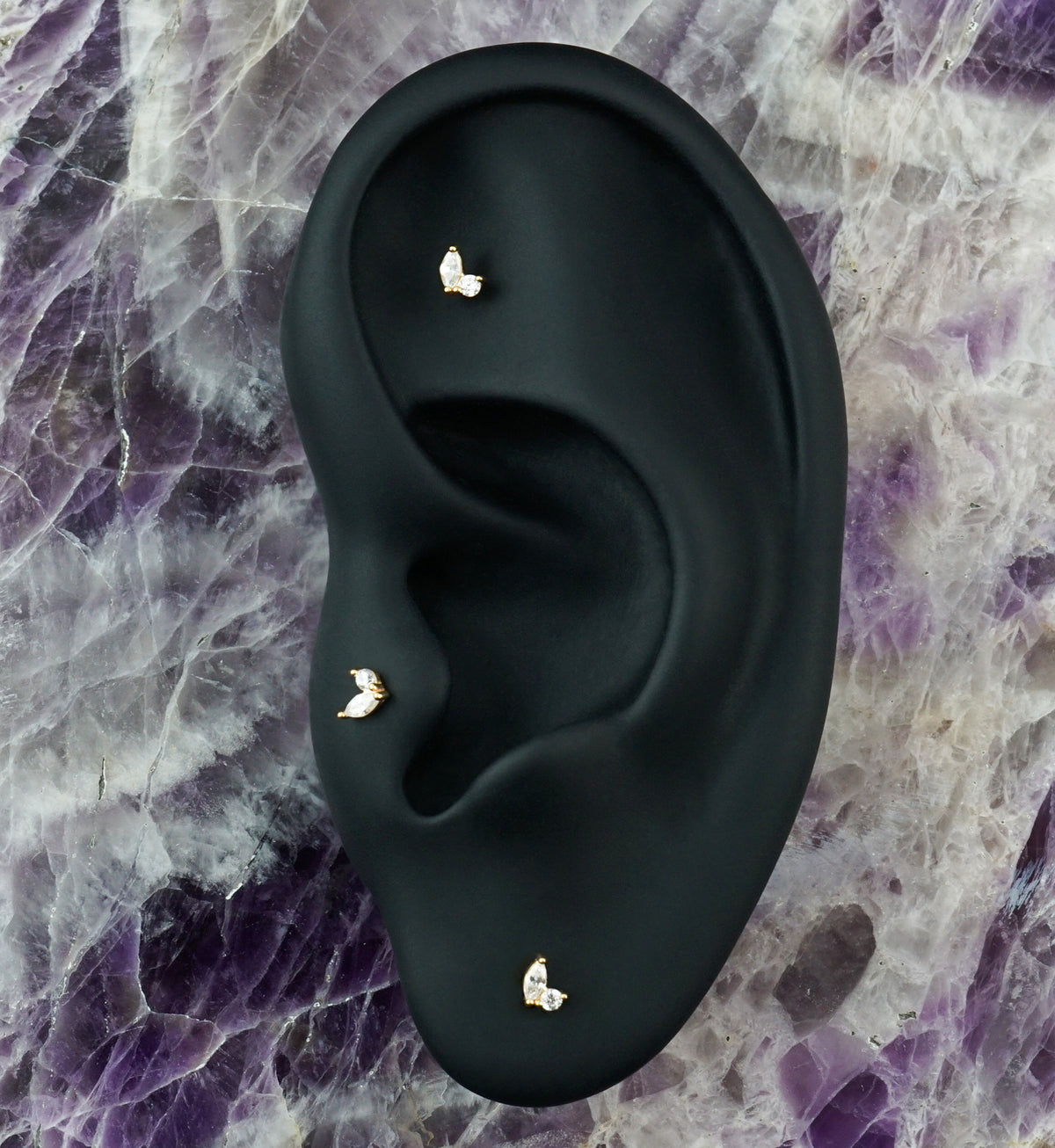 14kt Gold Budding Clear CZ Threadless Top