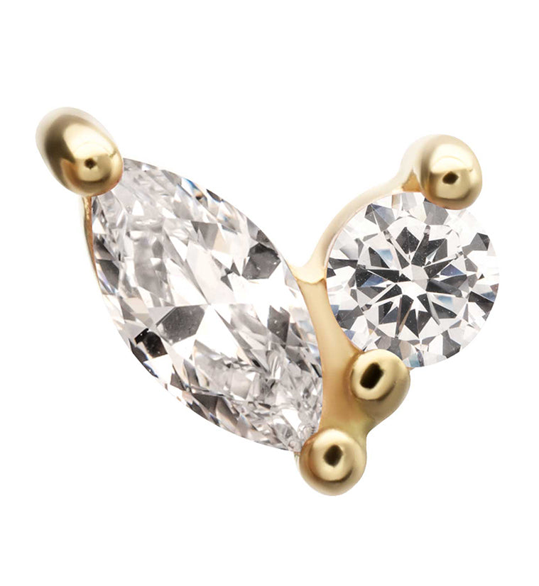 14kt Gold Budding Clear CZ Threadless Top