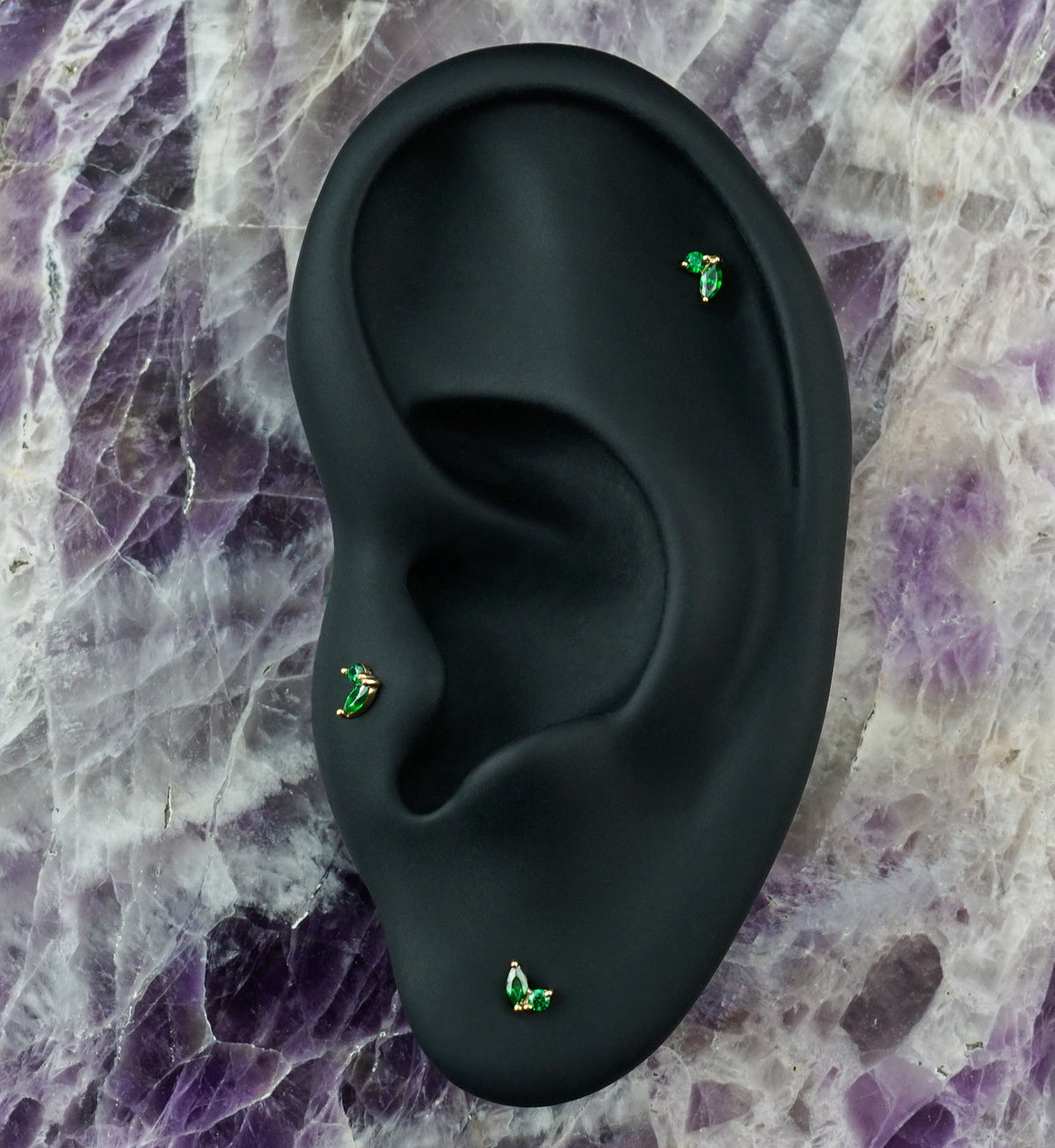 14kt Gold Budding Emerald CZ Threadless Top