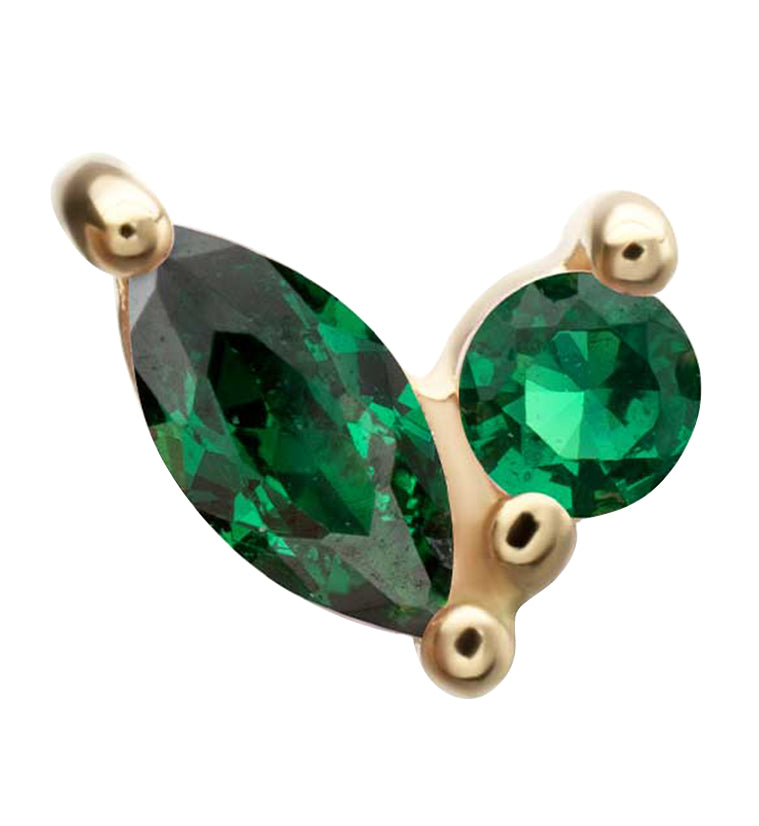 14kt Gold Budding Emerald CZ Threadless Top