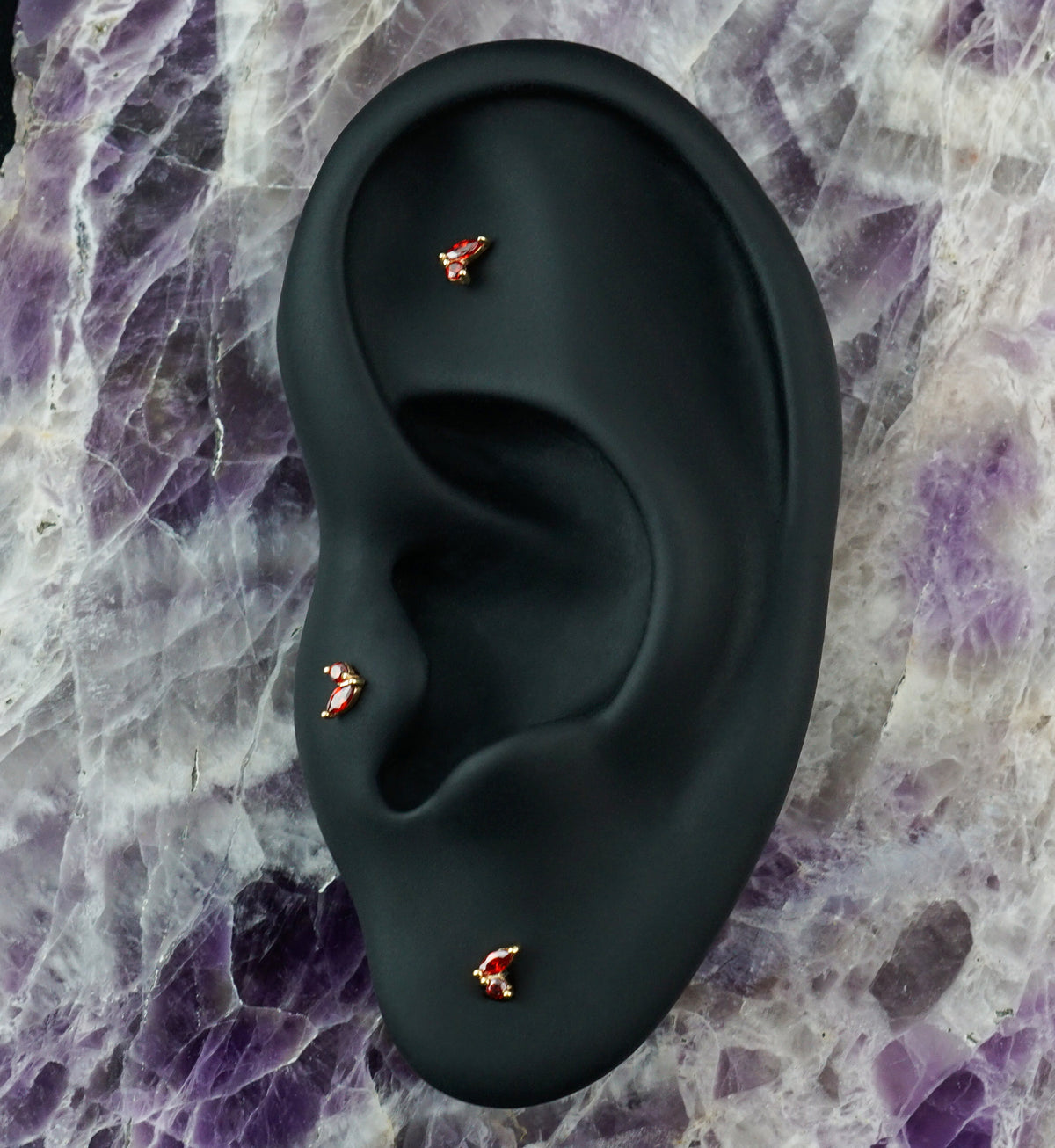14kt Gold Budding Garnet CZ Threadless Top