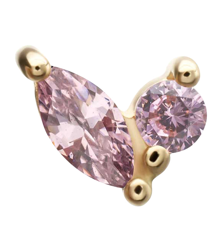 14kt Gold Budding Pink CZ Threadless Top