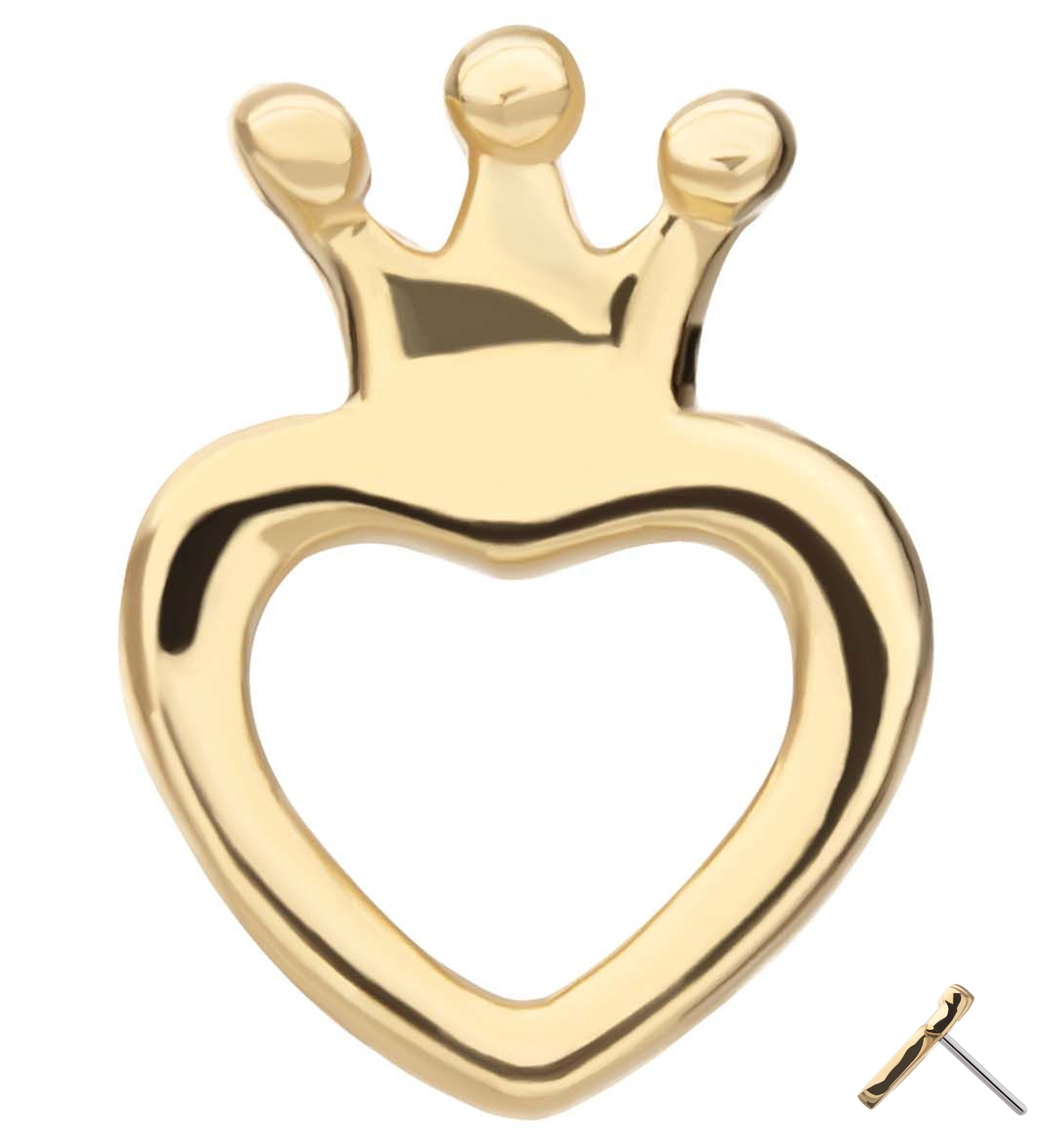 14kt Gold Crowned Heart Threadless Top